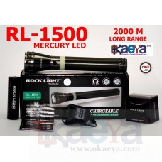 OkaeYa RL-1500 Mercury Led Rechargeable Industrial Security Purpose Metal Torch