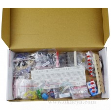 OkaeYa Electronic Components Project Kit or Breadboard, Capacitor, Resistor, LED, Switch (Comes in a box)