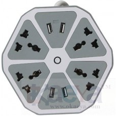 OkaeYa Hexagon Socket Extension Board with 4 USB 2.0Amp Charging Point
