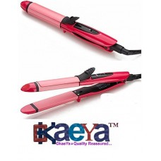 OkaeYa-2 In 1 Hair Beauty Set Curler And Straightener Plus Curler With Ceramic Plate