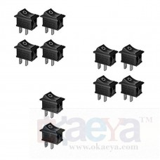 OkaeYa Rocker Switch, Mini Boat Switch 10A/125V, 6A/250V SPST Press Button Rocker Switch Car Auto Boat Household Appliances, Black (Pack of 10)