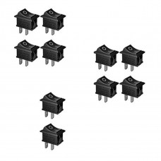 OkaeYa Rocker Switch, Mini Boat Switch 10A/125V, 6A/250V SPST Press Button Rocker Switch Car Auto Boat Household Appliances, Black (Pack of 10)