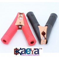 OkaeYa- 2Pcs 90Mm 100A Plastic Crocodile Alligator Car Battery Clips Clamps Red And Black