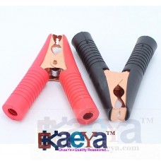 OkaeYa- 2Pcs 90Mm 100A Plastic Crocodile Alligator Car Battery Clips Clamps Red And Black