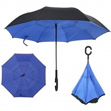 OkaeYa Premium Quality Reverse Travel C Type Handle Double Layer Inverted Upside Down Reversible Folding Self Stand No Drip Umbrella