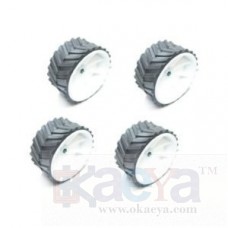 OkaeYa 7 x 4 CM Robot Wheels (Tires) for 6 mm Shaft Geared DC Motor, 4 Pieces